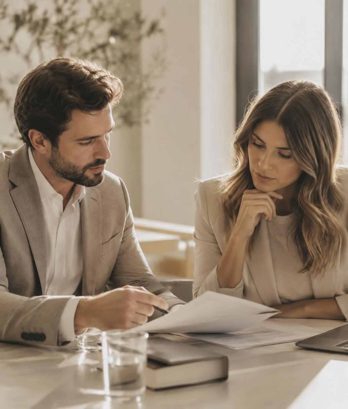 Deux professionnels examinant des documents